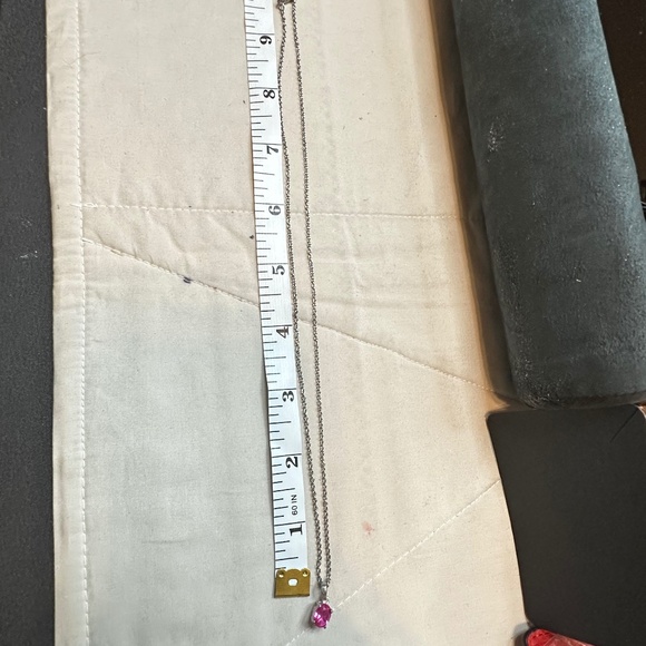 925 Sterling Silver Oval Pink Sapphire Solitaire Pendant on Chain - NWOT - Picture 3 of 15